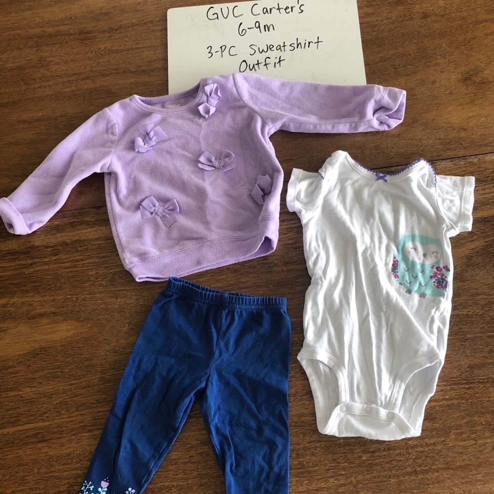 GUC 6-9 m Carter’s 3PC Sweatshirt Leggings Set